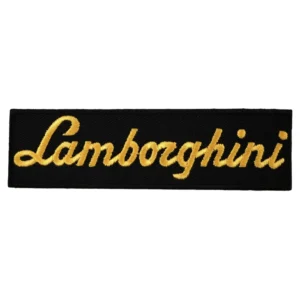 Lamborghini Gold Script Logo Rectangular Patch